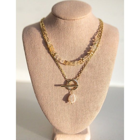 Waterproof Gold Toggle Necklace with Baroque Pearl Gold Chain Necklace Pearl - Picture 3 of 9